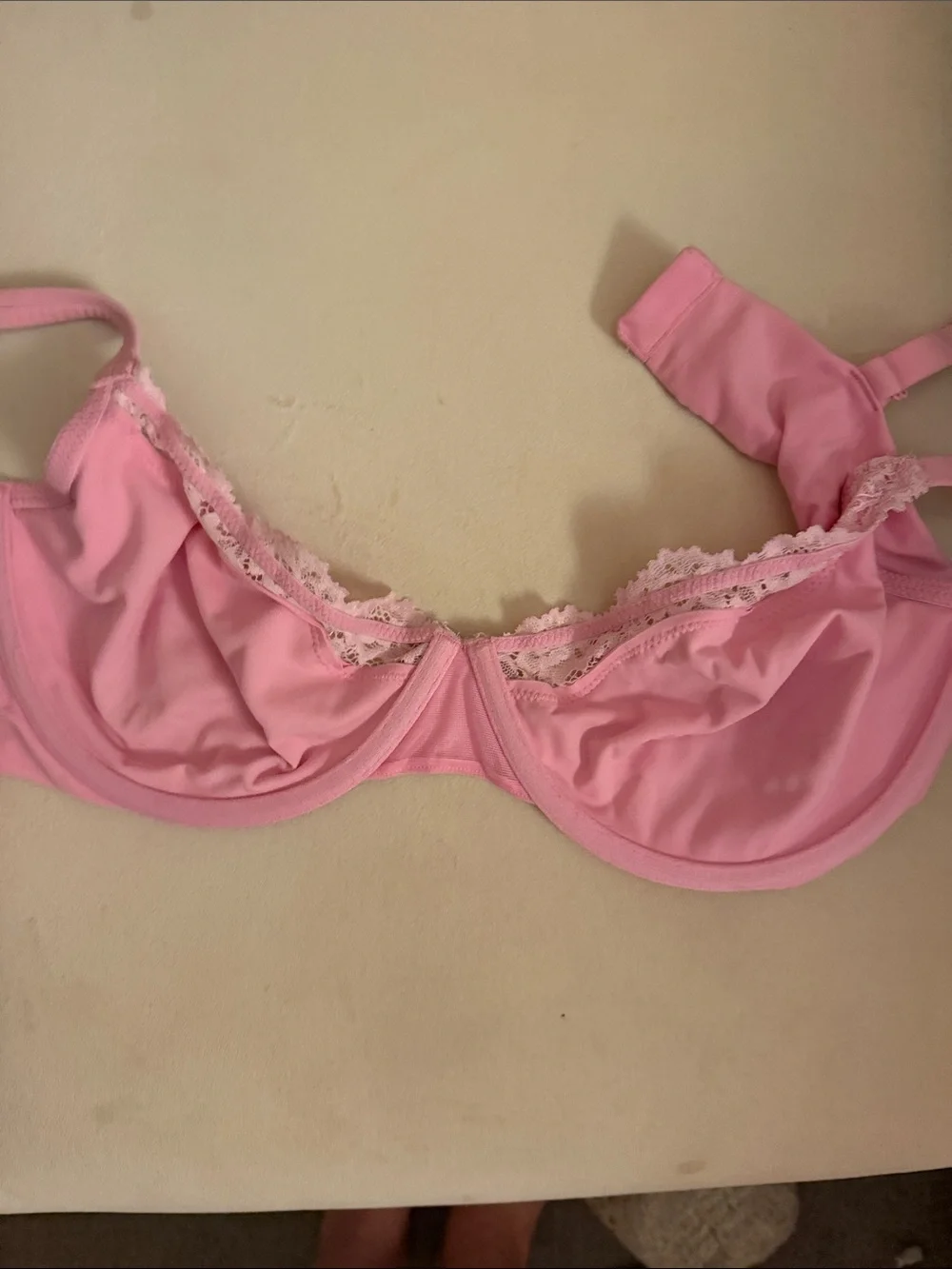 SKIMS Pink Lace-Trim Underwire Bralette